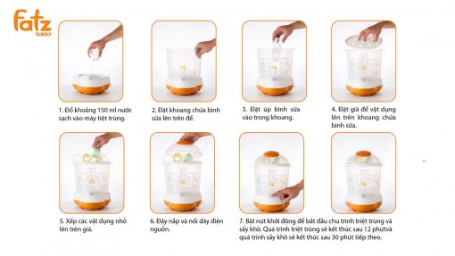 Máy tiệt trùng hơi nước sấy khô Sumo 1 FB4906SL ( Màu trắng ghi) - Ảnh 10