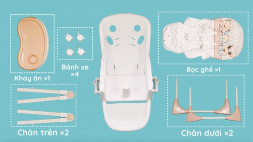 Ghế cao ăn dặm cho bé FB7202BN (màu nâu) - Ảnh 14