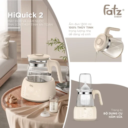 Máy đun và hâm nước pha sữa thủy tinh an toàn HiQuick 2 - FB3703HB - Ảnh 19